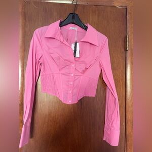 BERSHKA PINK CROP TOP